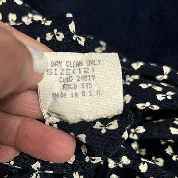 VTG Laundry by Shelli Segal Coquette Bow Blue & White Wrap Culotte Romper  Sz 12 - Picture 11 of 14